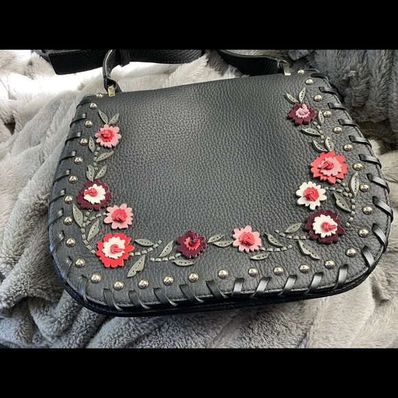 Kate Spade Black Leather Flower Shoulder Bag - Picture 4 of 12